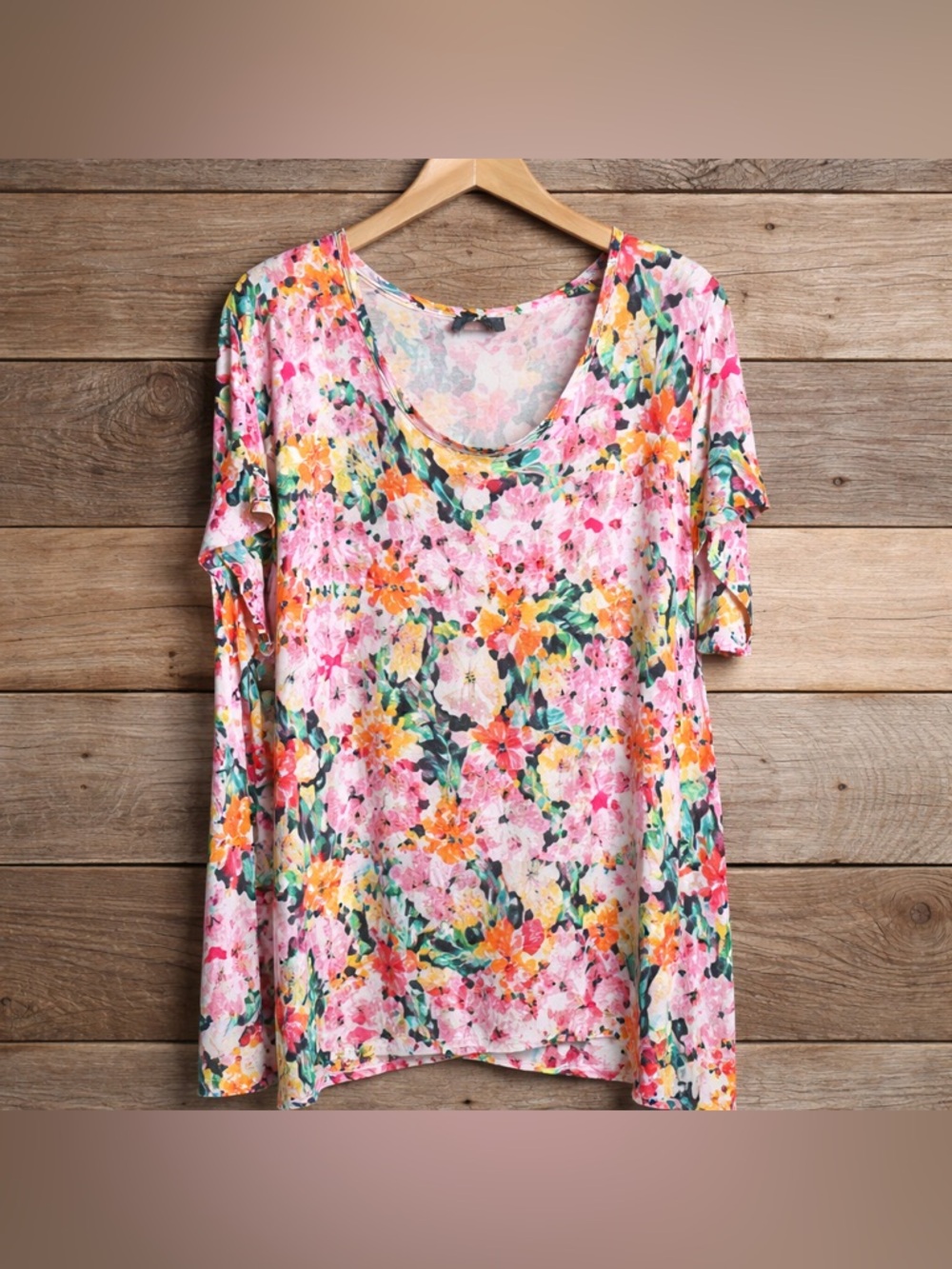 Cynthia Rowley Woman 3x Capped Sleeve Print Tunic